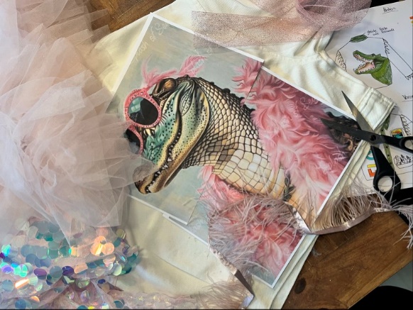 Reference crocodile print with sunglasses